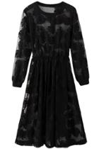 Oasap Chic Leaf Sheer Lace Long Sleeve Midi Dress
