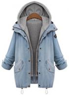 Oasap Fashion Fake 2 Piece Hooded Denim Coat