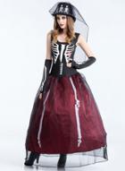 Oasap Halloween Cospaly Skeleton Maxi Dress