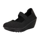 Oasap Round Toe Hollow Out Wedge Heels Breathable Hand-woven Shoes