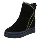 Oasap Side Zipper Round Toe Wedge Heels Warm Boots