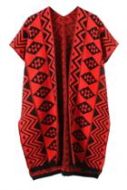 Oasap Stylish Geometric Knitted Open Front Cardigan