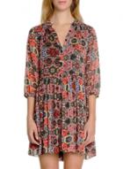 Oasap Women's Casual V Neck Half Sleeve Floral Print Mini Dress
