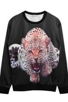 Oasap Angry Leopard Graphic Sweatshirt