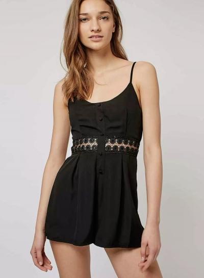 Oasap Spaghetti Strap Floral Lace Splicing Romper