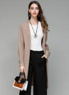 Oasap Casual Lantern Sleeve Open Front Knit Cardigan