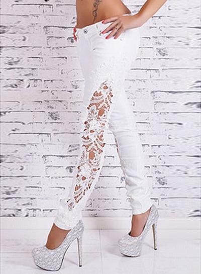 Oasap Lace Patchwork Skinny Pencil Pants