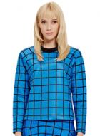 Oasap Women's Plaid Zip Back Round Neck Tee