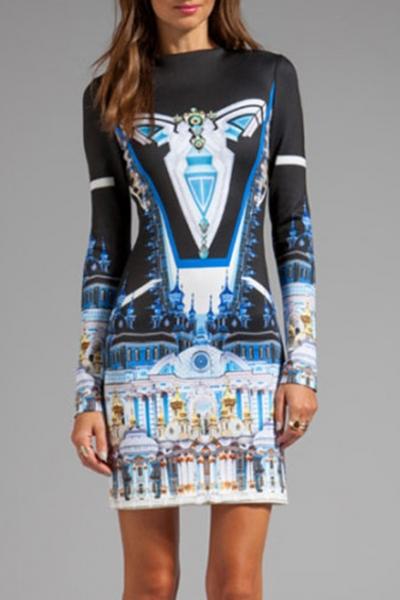 Oasap Crystal Palace Print Dress