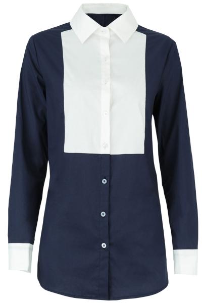 Oasap Women's Casual Color Block Button Down Long Shirt