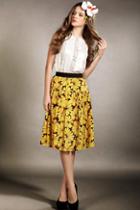 Oasap High Waist Bright Color Floral Print Midi Skirt