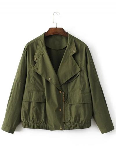 Oasap Turn Down Collar Solid Jackets