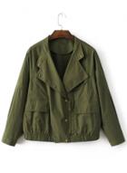 Oasap Turn Down Collar Solid Jackets