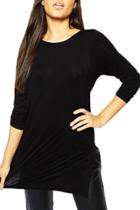 Oasap Women's Fashion Black Backless Side Slit Pullover Tee