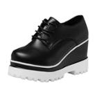 Oasap Round Toe Lace Up Wedge Heels Platform Boots