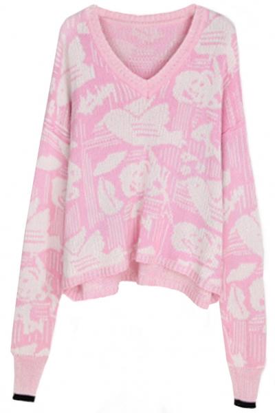 Oasap Pastel V Neck Sweater