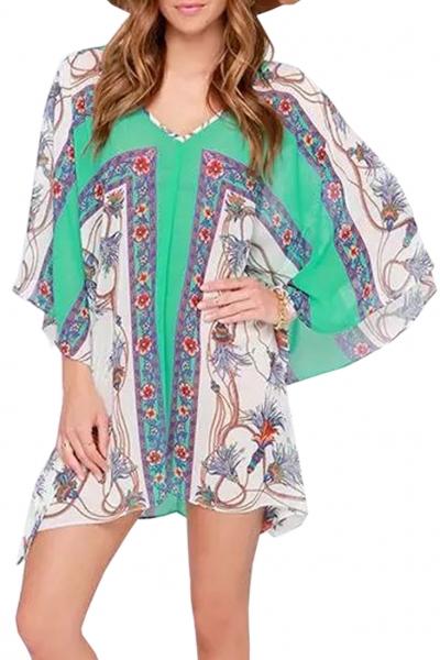 Oasap Color Block Handkerchief Batwing Dress