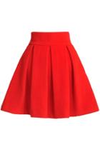 Oasap Elegant Wholecolored Pleated Skirt