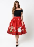 Oasap Fashion Christmas Printed A-line Midi Skirt