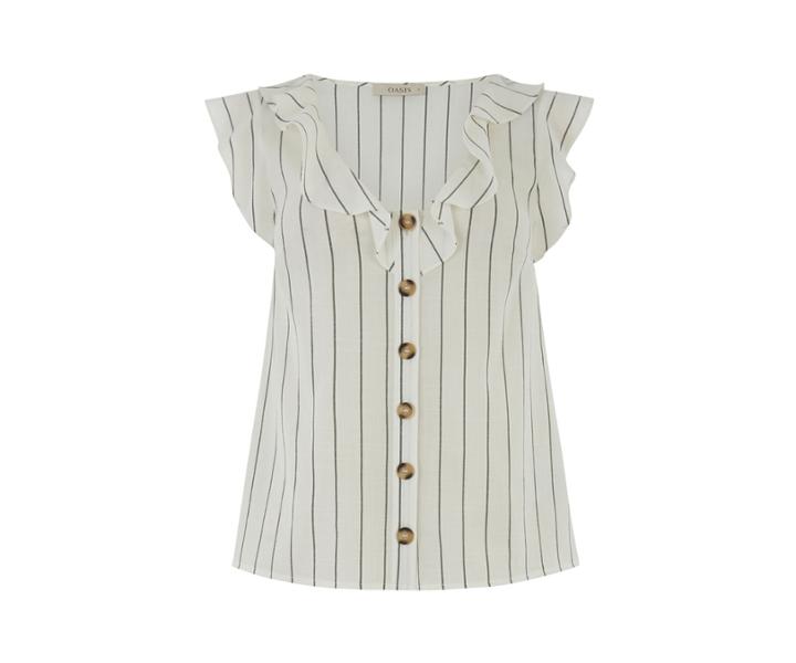 Oasis Stripe Button Top