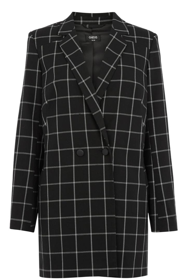 Oasis Db Grid Longline Crepe Jacket