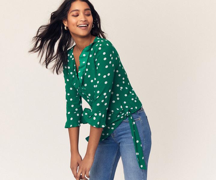 Oasis Spot Print Wrap Top