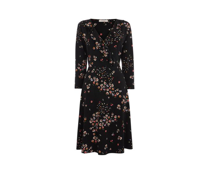 Oasis Long Ditsy Ruffle Wrap Dress