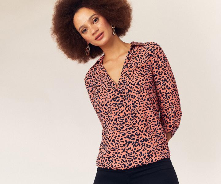 Oasis Leopard Print Wrap Shirt
