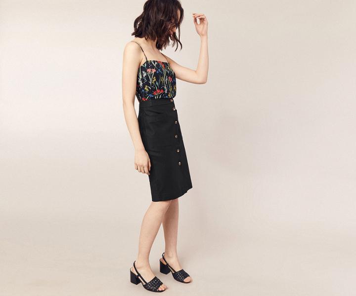 Oasis Button Through Pocket Skirt