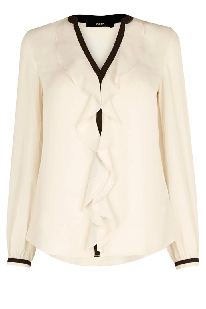 Oasis Tipped Frill Front Blouse