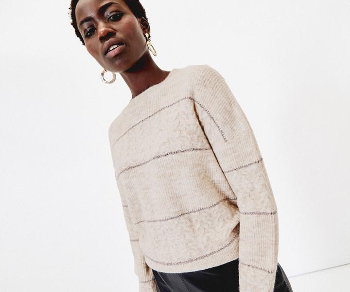 Oasis Rib Stripe Sparkle Jumper