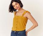 Oasis Dobby Spot Frill Top