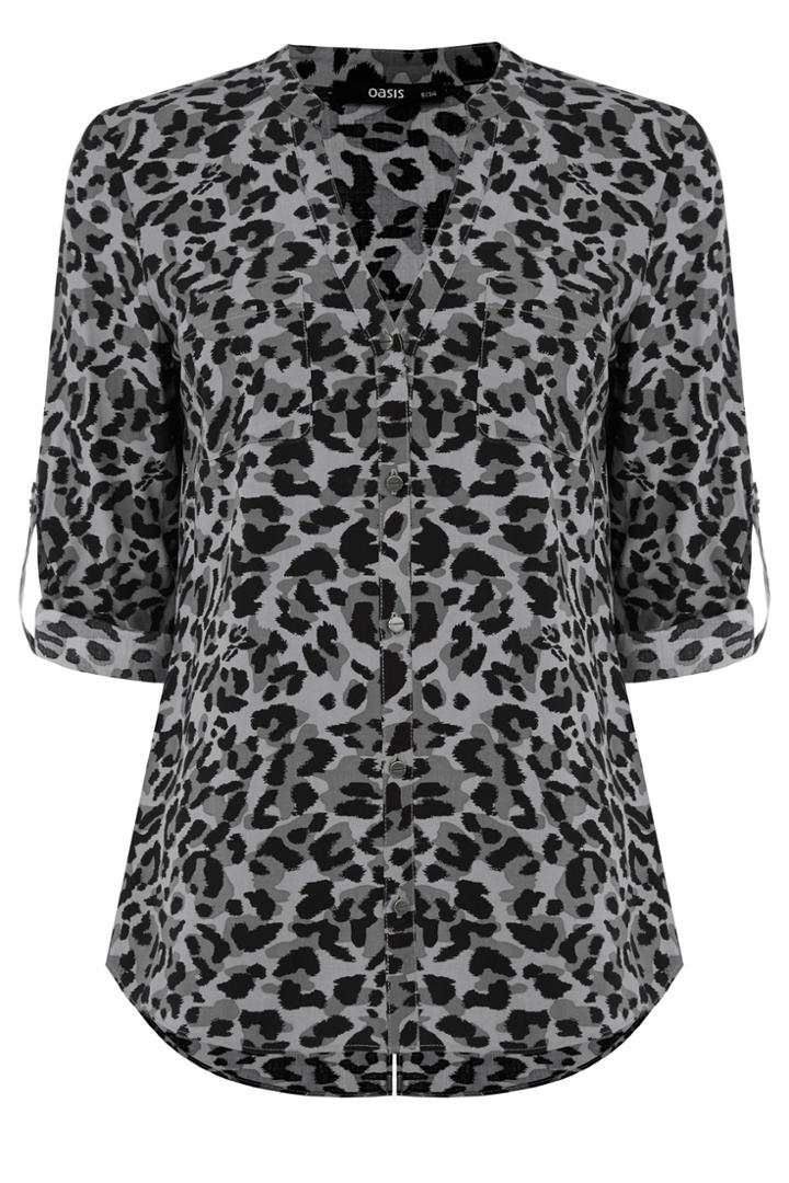 Oasis Animal Split Back Shirt