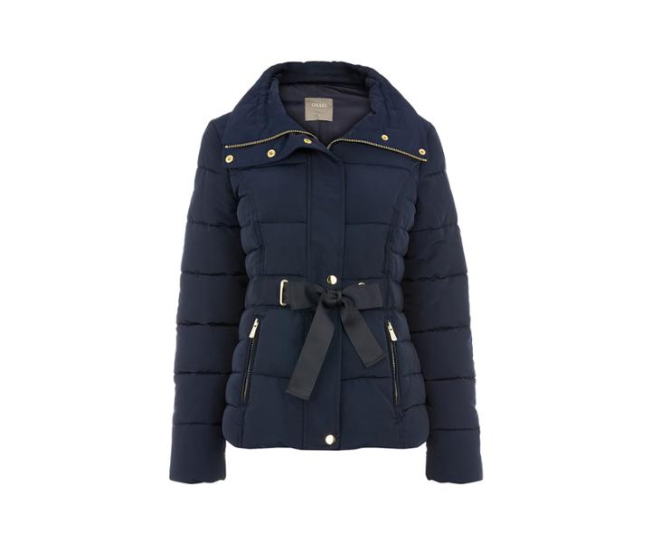 Oasis Ribbon Tie Short Padded Jacket