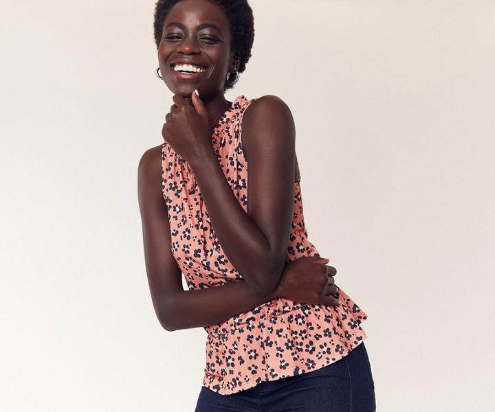 Oasis Leopard Print Shirred Top