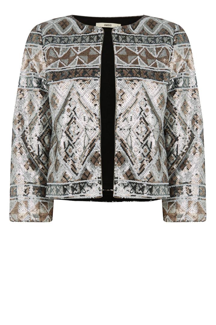 Oasis Aztec Sequin Jacket