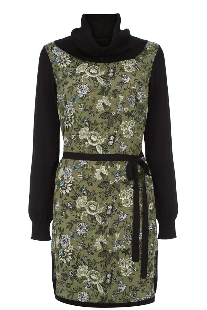 Oasis Cowl Neck Printed Dress