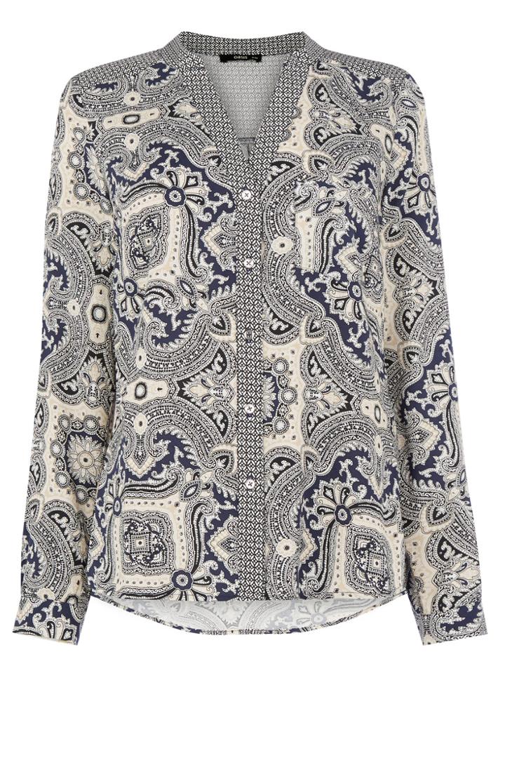 Oasis Paisley Patched Viscose Top