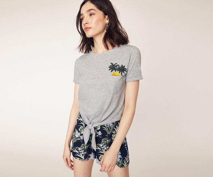 Oasis Embroidered Palm Pocket Tee