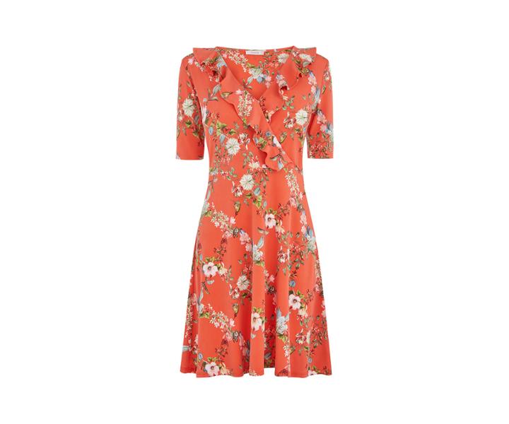 Oasis Trellis Ruffle Wrap Dress