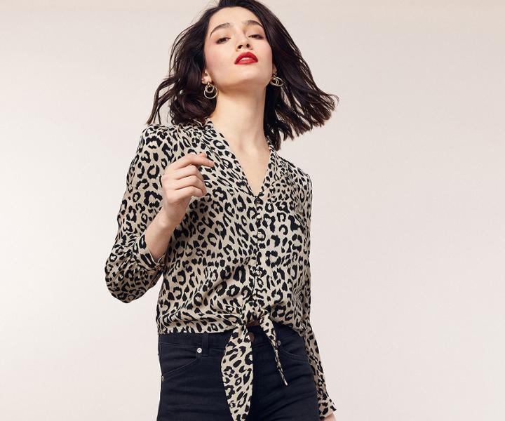 Oasis Animal Print Tie Front Shirt