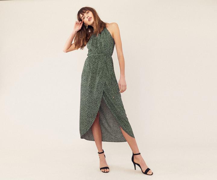 Oasis Leopard Wrap Midi Dress