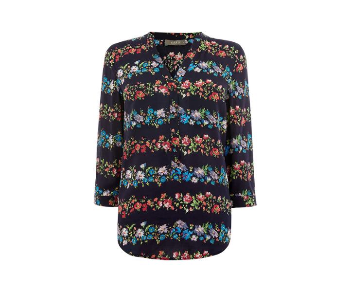 Oasis Stripe Ditsy Tie Sleeve Shirt