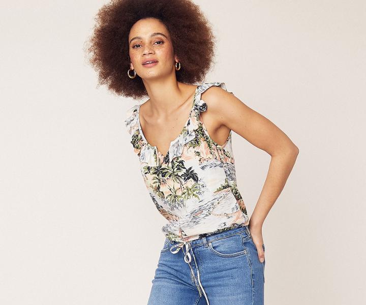 Oasis Beach Printed Frill Vest