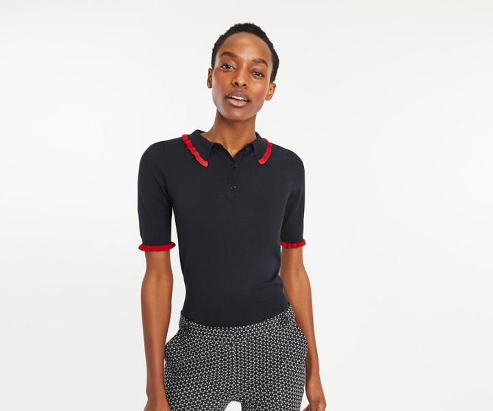 Oasis Lesley Frill Polo Jumper