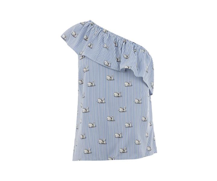 Oasis One Shoulder Stripe Swan Top