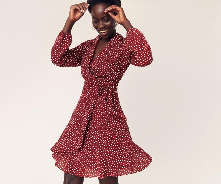 Oasis Heart Wrap Blouse Dress