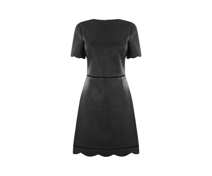 Oasis Faux Leather Scallop Dress
