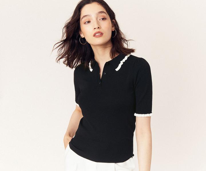 Oasis Lesley Frill Polo T-shirt
