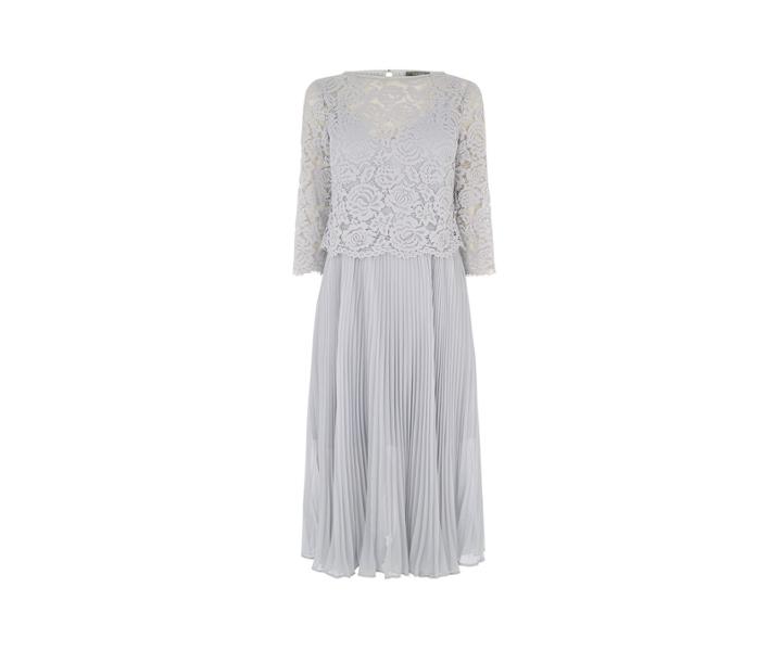 Oasis Lace Top Pleated Midi Dress